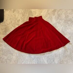 TRUE VINTAGE Red Velvet circle skirt high waisted 1950s velvet skirt size XXS/XS